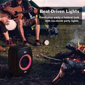 DOSS Bluetooth Speaker, PartyBoom Speaker with 60W Immersive Sound, Punchy Bass, Mixed Colors Lights, PartySync, 12H Playtime, Mic and Guitar Inputs, Portable Speaker for Indoor, Outdoor Party
