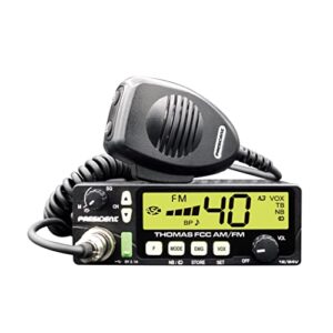 President Electronics THOMAS FCC 40-channel AM/FM Radio, Black; 12/24 V, Up/down Channel Selector, Volume Adjustment, Manual Squelch and ASC, Multi-functions LCD Display, Mode Switch AM / FM