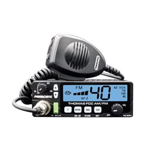 President Electronics THOMAS FCC 40-channel AM/FM Radio, Black; 12/24 V, Up/down Channel Selector, Volume Adjustment, Manual Squelch and ASC, Multi-functions LCD Display, Mode Switch AM / FM