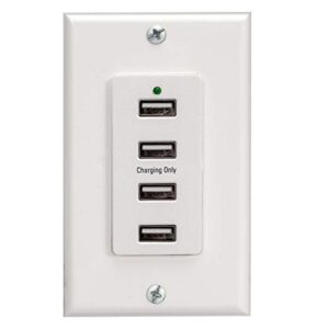 magnadyne wc-usb-w white wall mount 4 usb charging ports (white wall plate included)