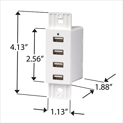 Magnadyne WC-USB-W White Wall Mount 4 USB Charging Ports (White Wall Plate included)