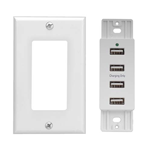 Magnadyne WC-USB-W White Wall Mount 4 USB Charging Ports (White Wall Plate included)