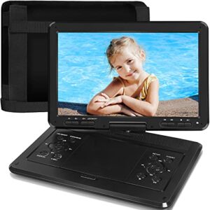 𝒀𝑶𝑶𝑯𝑶𝑶 16.9″ portable dvd player with 14.1″ hd swivel screen, 6 hours battery portable dvd player for car, distinctive screen button design, car headrest mount, support usb/sd card/, black