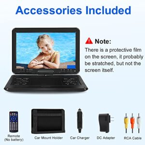 𝒀𝑶𝑶𝑯𝑶𝑶 16.9" Portable DVD Player with 14.1" HD Swivel Screen, 6 Hours Battery Portable DVD Player for Car, Distinctive Screen Button Design, Car Headrest Mount, Support USB/SD Card/, Black