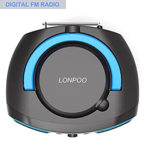 CD Player Boombox, LP-D02 Portable Bluetooth FM Radio Stereo Sound System with Crystal-Clear Sound, MP3 Playback, USB Input, AUX Input, Headphone Jack, LCD Display, AC DC Operated