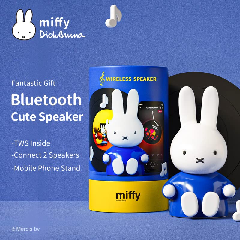 Miffy Bluetooth Figurine Speaker, Mini Bluetooth Speaker, Wireless Speaker, Portable Bluetooth Speakers (Light Blue)