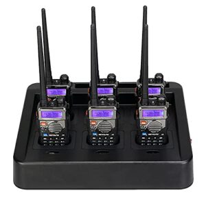 retevis rt-5rv 2 way radios walkie talkies long range,high power walkie talkie,shock resistant,two way radio with charging station for industrial(6 pack)