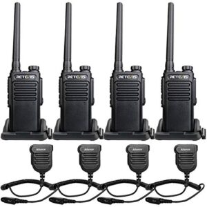 retevis rt47 waterproof walkie talkie,two way radio with mic, license-free,lightweight,professional 2 way radio for industrial manufacture (4 pack)