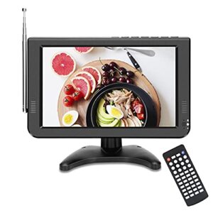 10.6 inch,portable rechargeable tv with atsc tuner,support hdmi,av in,usb,tf card and dual stereo speakers for camping,kitchen,rv use