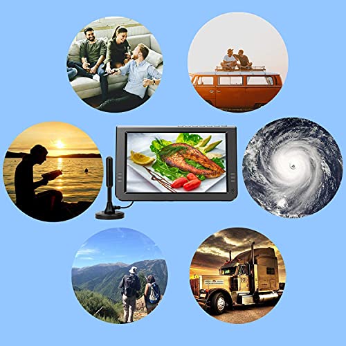 10.6 inch,Portable Rechargeable TV with ATSC Tuner,Support HDMI,AV in,USB,TF Card and Dual Stereo Speakers for Camping,Kitchen,RV use