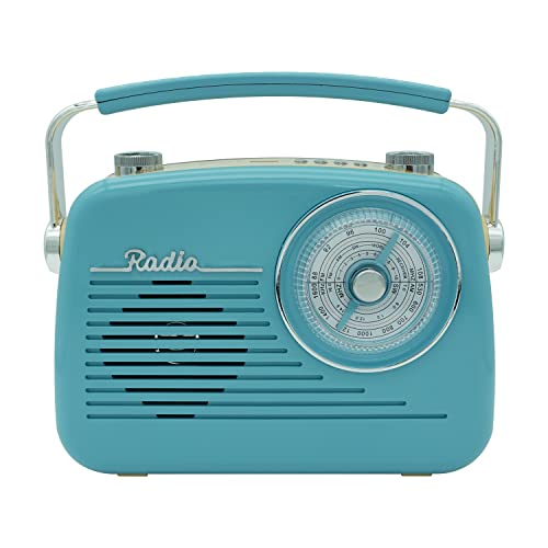 FEZEQIN D216 Shortwave AM FM Radio Old School Receiver BT Speaker MP3 Player with TF Card Jack Flash Drive Input Jack Large Tuning Dial Power Plug or Rechargeable Battery for Family Elder (Blue)