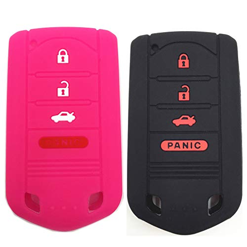 Ezzy Auto Black and Rose Silicone Rubber Key Fob Case Key Covers Key Jacket Skin Protectors fit for Acura ILX RDX TL ZDX