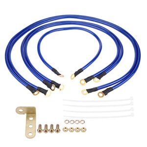 acouto car grounding kit universal 5-point auto earth cable system ground grounding wire kit