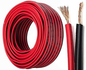 audiopipe 12 ga gauge red black stranded 2 conductor speaker wire for car, home audio, 100 feet