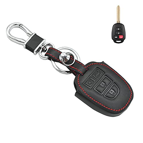 Compatible with fit for 2012 2013 2014 Toyota Camry SE LE RAV4 Corolla Venza Avalon Highlander Sequoia HYQ12BDM HYQ12BEL Leather Smart Keyless Entry Remote Control Key Fob Cover Case Protector Shell