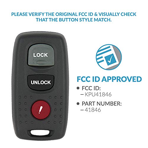 Keyless2Go Replacement for New Keyless Entry Remote Car Key Fob for Vehicles That Use FCC KPU41846