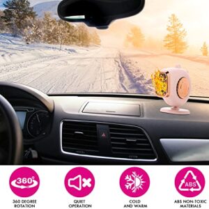 Car Heater Defroster 12V 150W Portable Car Windshield Defroster 360°Rotatable Heater 2 in 1 Heating and Cooling Fan Plug Into Cigaratte Lighter for 12V Car (pink)