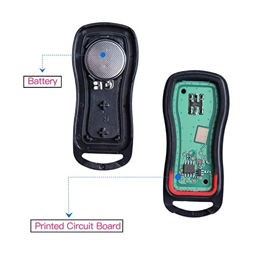 Keyless Entry Remote Key Fob Replacement for Nissan Murano Altima Armada Sentra 350Z / Infiniti I35 G35 KBRASTU15, CWTWB1U758, CWTWB1U821 4Btn (Pack of 2)