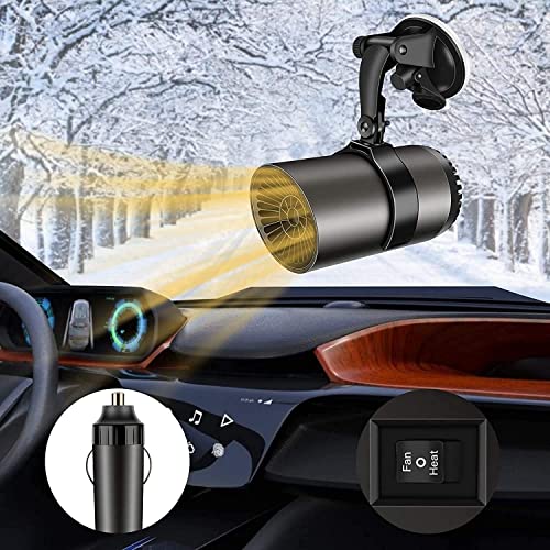 Car Heater, 12V 150W Portable Windshield Defogger and Defroster, 2 in1 Heating & Cooling Fast Heating Defrost Defogger with Plug in Cigarette Lighter for All Cars