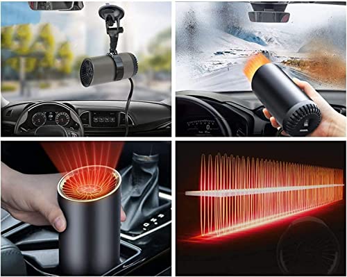 Car Heater, 12V 150W Portable Windshield Defogger and Defroster, 2 in1 Heating & Cooling Fast Heating Defrost Defogger with Plug in Cigarette Lighter for All Cars