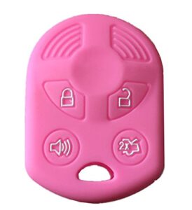 kawihen silicone key fob cover compatible with ford lincoln mercury 4 buttons oucd6000022 164-r8046 164-r7040 cwtwb1u722 (pink)