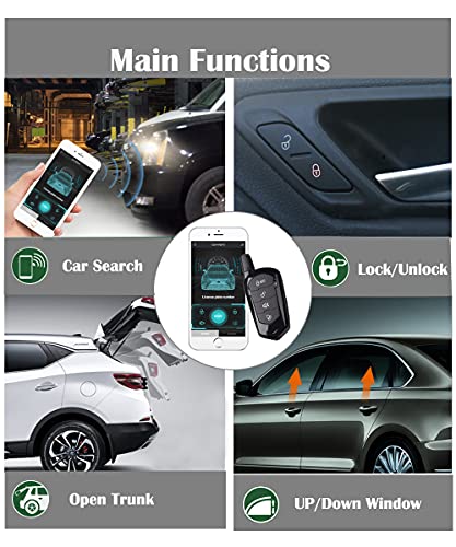 Keyless Entry for Car with Open Trunk Car Search Remote/App Control Fits for 95% DC12V Compact, Sedan, Coupes, SUVs