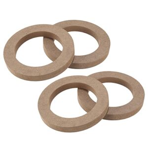 x autohaux 4 pcs 4″ universal wooden car speaker subwoofer mounting spacer rings adapter bracket holder plate