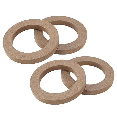 X AUTOHAUX 4 Pcs 4" Universal Wooden Car Speaker Subwoofer Mounting Spacer Rings Adapter Bracket Holder Plate