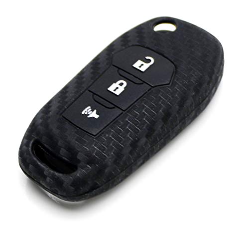 iJDMTOY Carbon Fiber Pattern Soft Silicone Key Fob Cover Compatible With 2016-2018 Ford Explorer, 2015-2019 Ford F-150, 2017-2019 Ford F-250 F-350 3-Button Flip Key (Black Twill Weave)