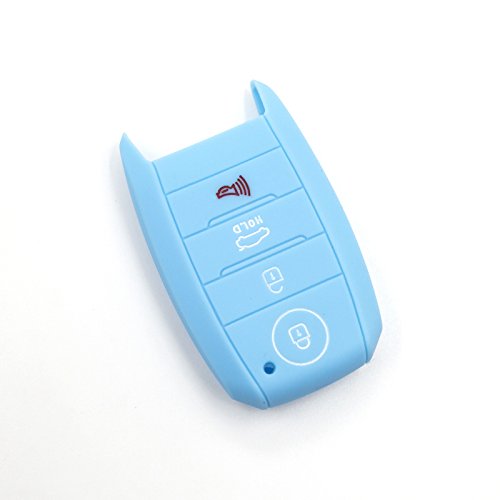 LIGHTKOREA 4 Button Silicone Smart Key Case Cover 1Pcs for Kia Soul Carnival Sedona NIRO Sorento Sportage Rio Forte Optima Cerato Koup (Light Blue)