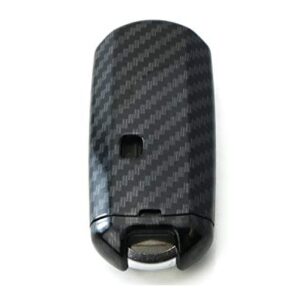 iJDMTOY (1) Carbon Fiber Pattern Smart Key Fob Shell w/ Black Silicone Key Button Skin Compatible With Mazda 2 3 5 6 CX-3 CX-5 CX-7 CX-9 MX-5 (Fit 2 or 3 Button Keys)