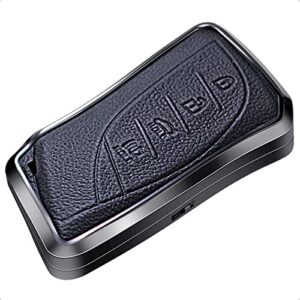 sk custom black leather and aluminum frame smart key case cover compatible lexus es350 es300h ux200 ls500 ls500h lc500 lc500h 4 button keyless car remote accessory