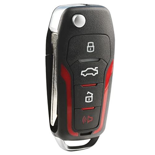 Replacement for 1998-2016 Ford Lincoln Mercury Mazda 4-Button Keyless Entry Remote Flip Key CWTWB1U345 CWTWB1U212 CWTWB1U331