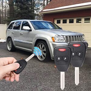 Flip Key Fob Blade Replacement Fit for 2004-2014 Dodge Dakota Durango Avenger Caliber Charger Magnum Nitro Ram 1500 2500 3500 4000 4500 5500 Chrysler 200 300 Jeep Grand Cherokee Commander, 3 Btn Set 2