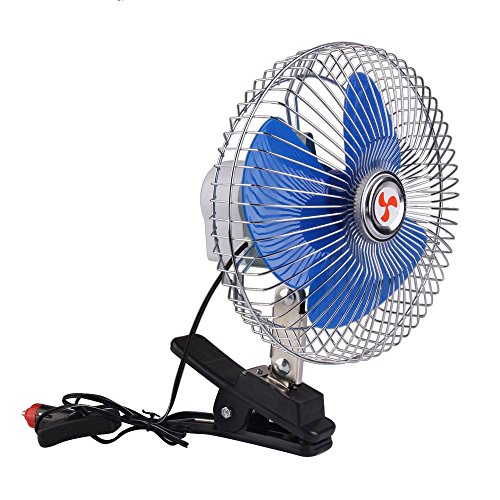 WinnerEco 8 Inch 12V Car Oscillating Fan Vehicle Auto Car Fan Car Cooling Fan with Clip Cigarette Lighter Plug