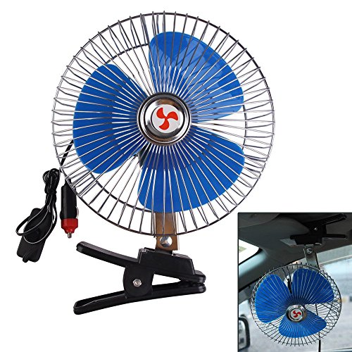 WinnerEco 8 Inch 12V Car Oscillating Fan Vehicle Auto Car Fan Car Cooling Fan with Clip Cigarette Lighter Plug