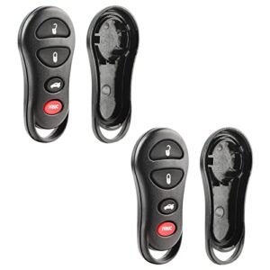 replacement for 1998-2008 chrysler dodge jeep 4-button remote key fob shell case gq43vt17t (set of 2)