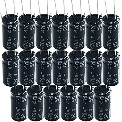 470uF 50V Capacitor,JIADONG 20PCS Electrolytic Capacitor Assortment for DIY Soldering Electronic Projects Compatible with Arduino Kits