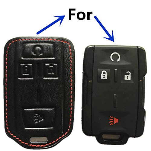 RPKEY Leather Keyless Entry Remote Control Key Fob Cover Case Protector Replacement Fit for Chevrolet Colorado Silverado 1500 2500 HD 3500 HD GMC Canyon Sierra 1500 2500 HD 3500 HD M3N-32337101…