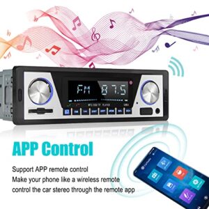 Single Din Car Stereo - Radio Coche with Bluetooth | USB Playback & Charging - Dual Knob Car Audio: Support SD | AUX | APP Control | MP3 Player | FM Radio Receiver