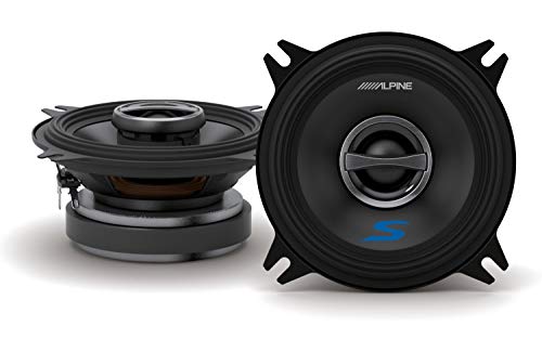 Alpine S-S40 S-Series 4-inch Coaxial 2-Way Speakers (pair) - Contains 4x6" Adapter Plate