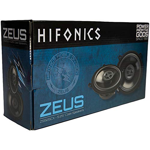 Hifonics ZS525CX Zeus Coaxial Car Speakers (Black, Pair) – 5.25 Inch Coaxial Speakers, 200 Watt, 2-Way Car Audio, Passive Crossover, Sound System (Grills Included)