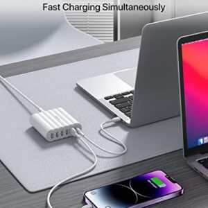 USB C Charger, SooPii 68W Charging Hub, 6 Port USB Charging Station with One 30W PD/PPS Port and One 18W QC Port for Laptops, Phones and Other Electronics, 6 Mixed Charging Cables Included, White