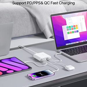 USB C Charger, SooPii 68W Charging Hub, 6 Port USB Charging Station with One 30W PD/PPS Port and One 18W QC Port for Laptops, Phones and Other Electronics, 6 Mixed Charging Cables Included, White