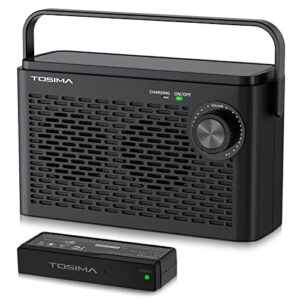 tosima tv-8000 wireless speaker for tv, easy control portable tv soundbox for hard of hearing, elderly parent,rechargable 8 hours battery, aux3.5mm, 2.4g rf transimitter 100ft range