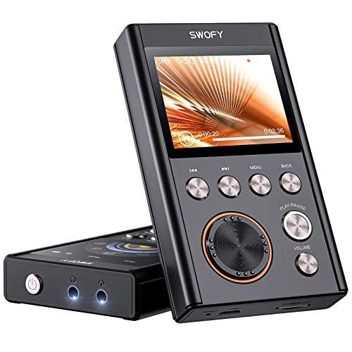 SWOFY Real Lossless HiFi MP3 Player, DSD High Resolution Digital Audio Music Player with Line Output, High-Res DAC Portable Super Light Audio Player with 64GB, Support up to 256GB Expand