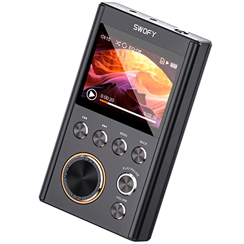 SWOFY Real Lossless HiFi MP3 Player, DSD High Resolution Digital Audio Music Player with Line Output, High-Res DAC Portable Super Light Audio Player with 64GB, Support up to 256GB Expand