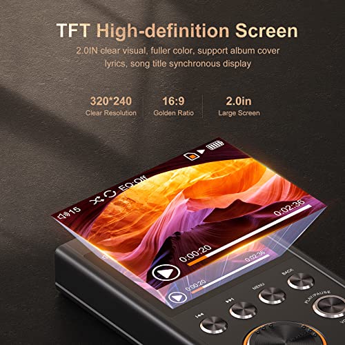 SWOFY Real Lossless HiFi MP3 Player, DSD High Resolution Digital Audio Music Player with Line Output, High-Res DAC Portable Super Light Audio Player with 64GB, Support up to 256GB Expand