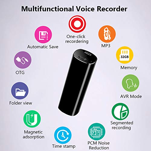 Mini Voice Activated Recorder, 32GB Super Long 800 Hours Recording Capacity, 365 Standby Battery, Audio Sound Recording Continuous Listening Device with Strong Magnetic