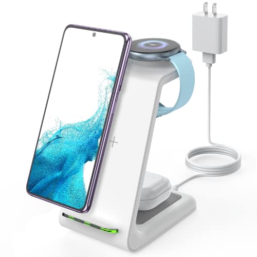 JoyGeek Wireless Charging Station for Samsung, Upgraded Android Charging Station, 3-in-1 Wireless Charger for Samsung Galaxy Watch5(Pro)/4/3/Active2/1, Galaxy S23(Ultra)/S22/S21/S20/Note 20, Buds2/Pro